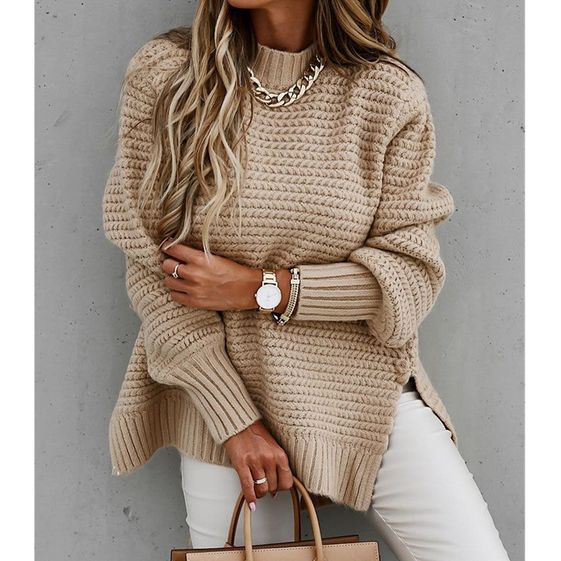 Chic Polo Collar Knitted Sweater for Women