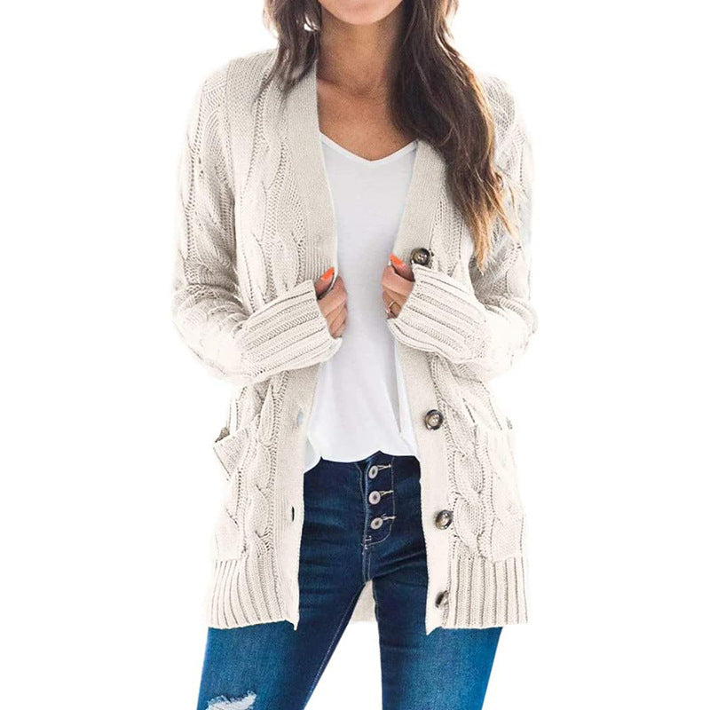 Chic Single Breasted Long Sleeve Wool Jacket