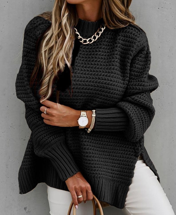 Chic Polo Collar Knitted Sweater for Women