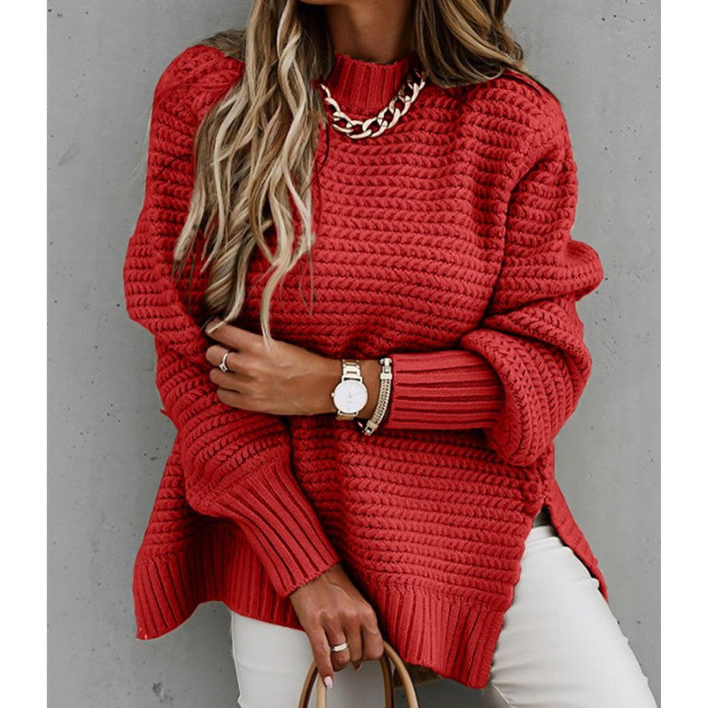 Chic Polo Collar Knitted Sweater for Women