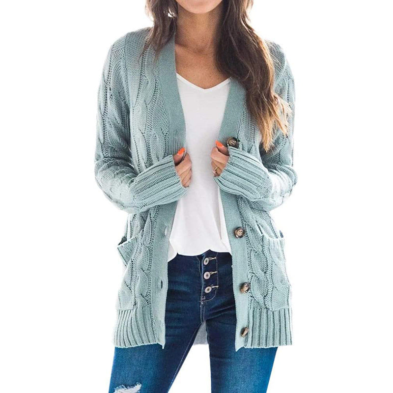 Chic Single Breasted Long Sleeve Wool Jacket