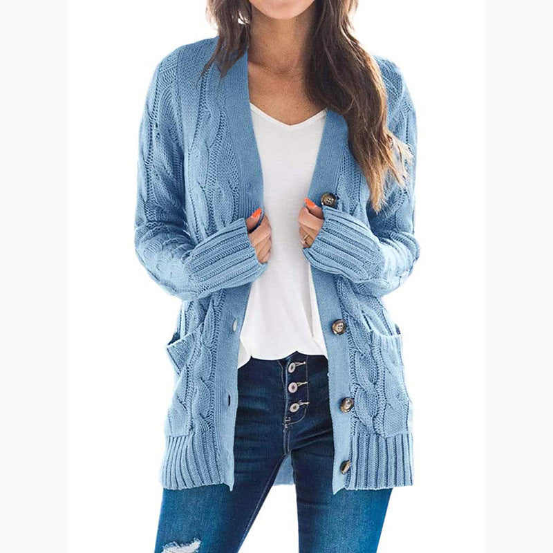 Chic Single Breasted Long Sleeve Wool Jacket