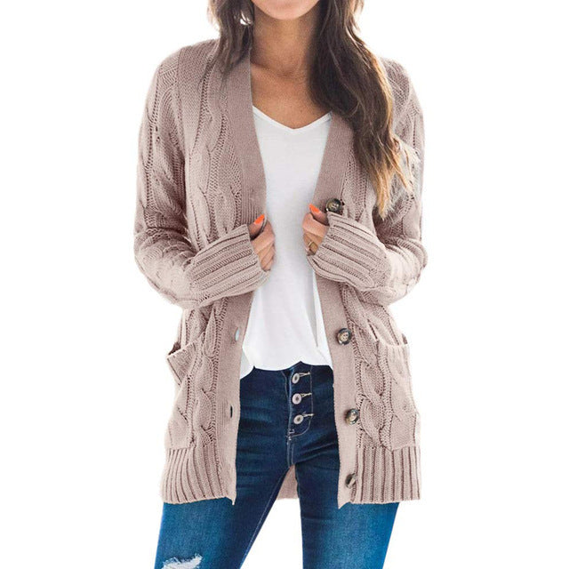 Chic Single Breasted Long Sleeve Wool Jacket