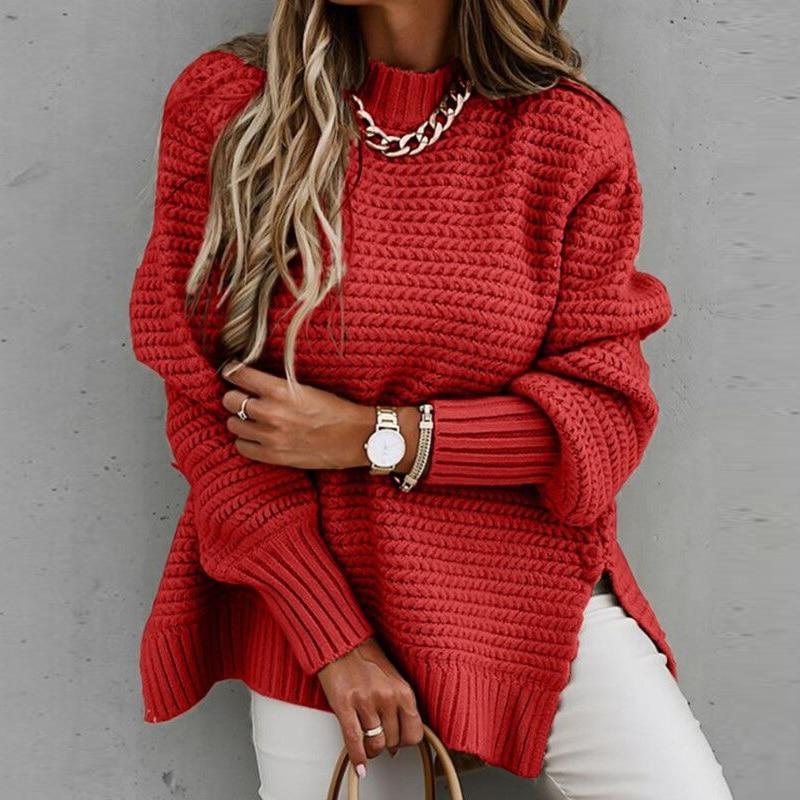 Chic Polo Collar Knitted Sweater for Women