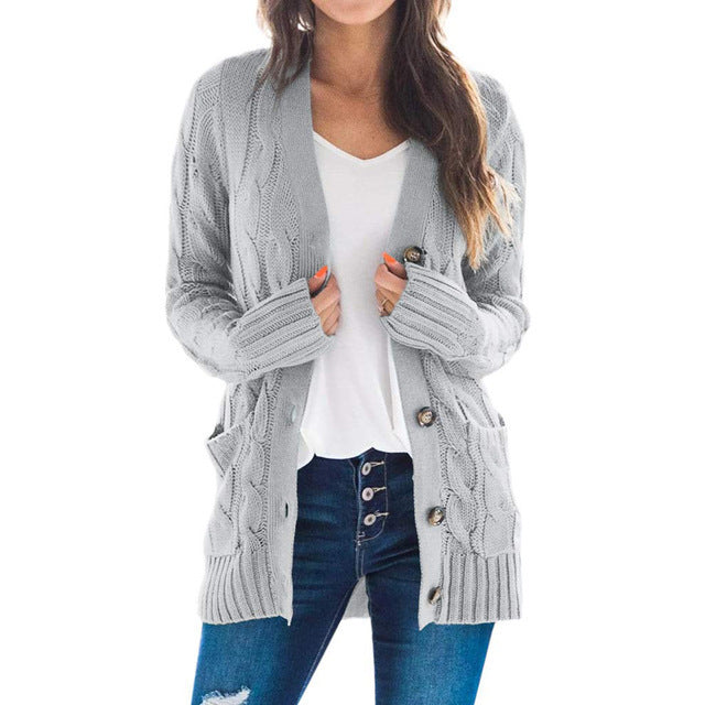 Chic Single Breasted Long Sleeve Wool Jacket