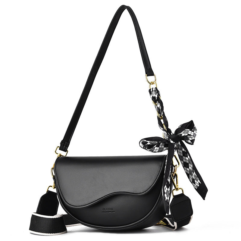Elegant Women's Crossbody Bag with Bow Scarf