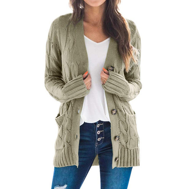 Chic Single Breasted Long Sleeve Wool Jacket
