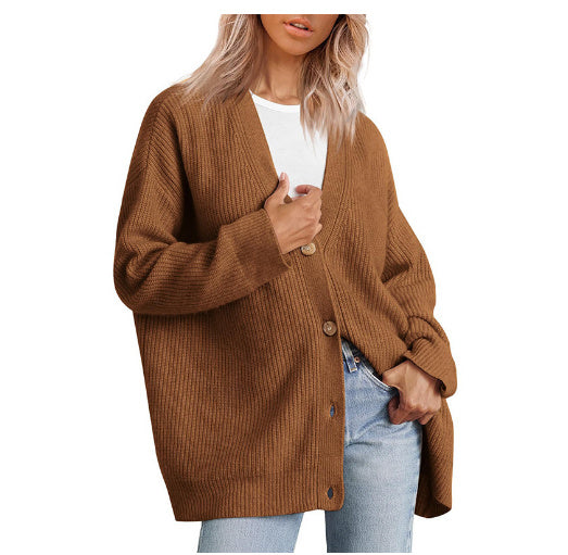 Elegant V-Neck Knit Cardigan - Cozy Autumn Essential