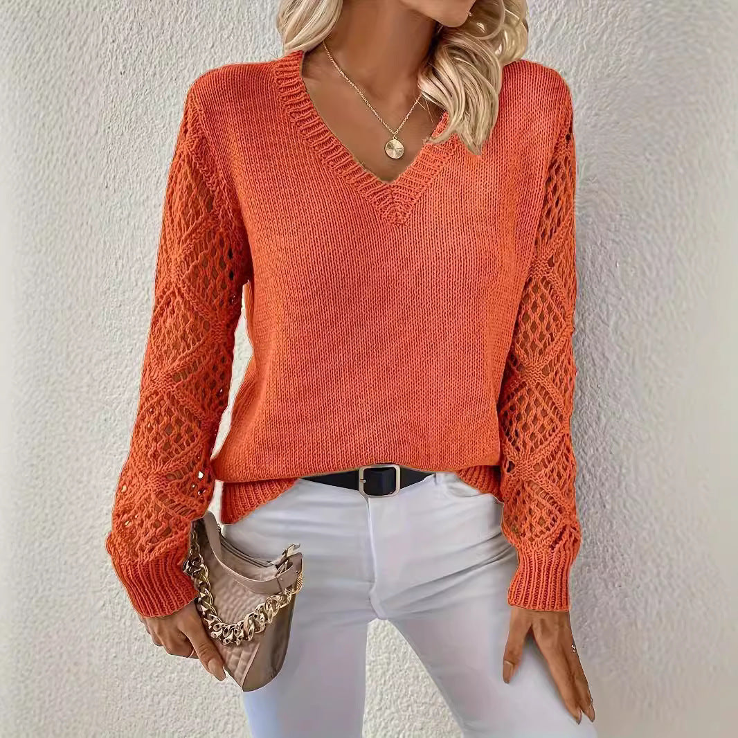 Elegant Women's V-Neck Knit Sweater