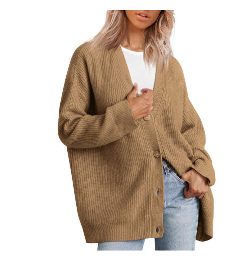 Elegant V-Neck Knit Cardigan - Cozy Autumn Essential