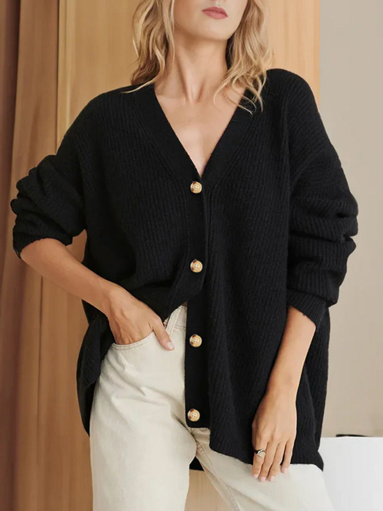 Elegant V-Neck Knit Cardigan - Cozy Autumn Essential