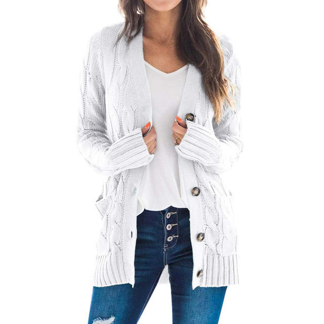 Chic Single Breasted Long Sleeve Wool Jacket