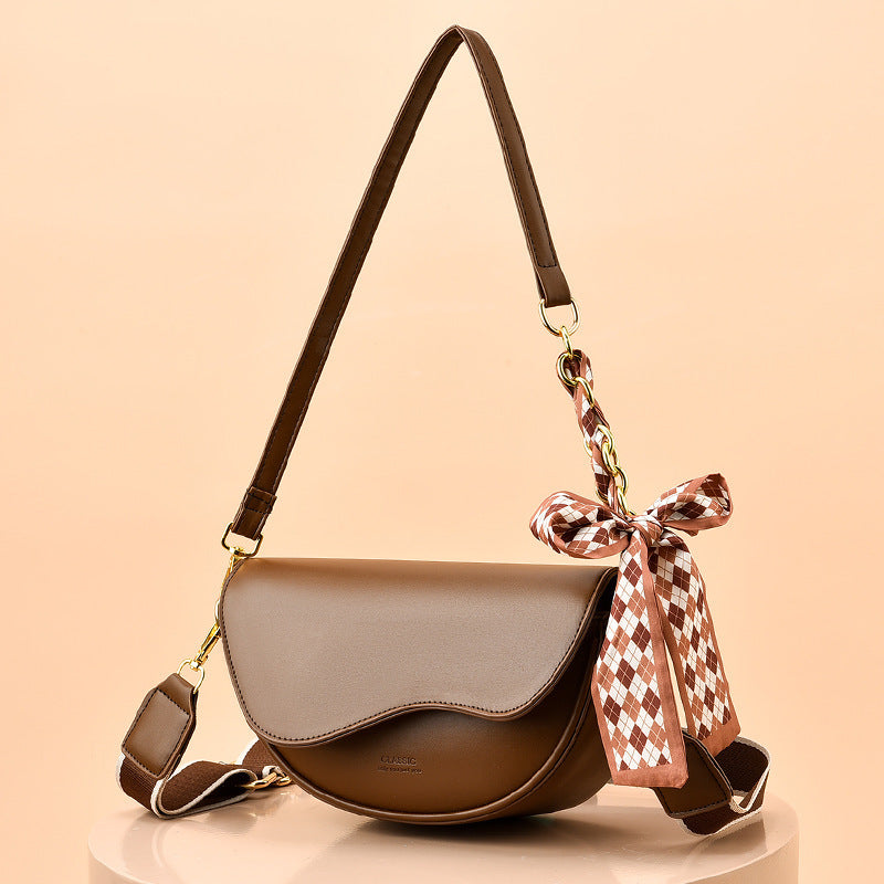 Elegant Women's Crossbody Bag with Bow Scarf