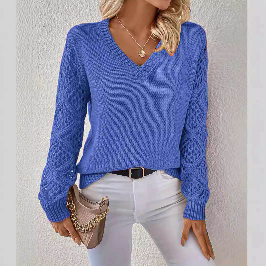 Elegant Women's V-Neck Knit Sweater