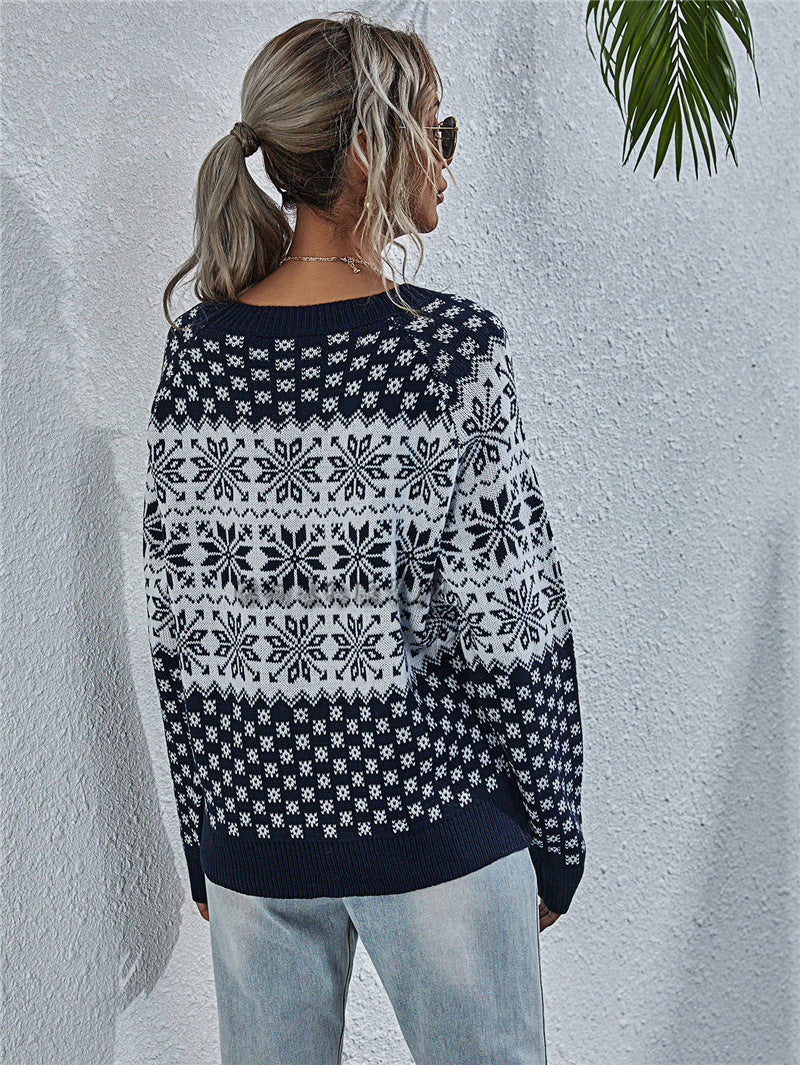 Chic Snowflake Knitted Sweater