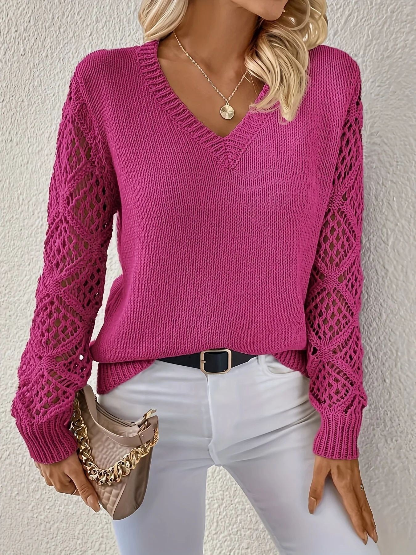 Elegant Women's V-Neck Knit Sweater
