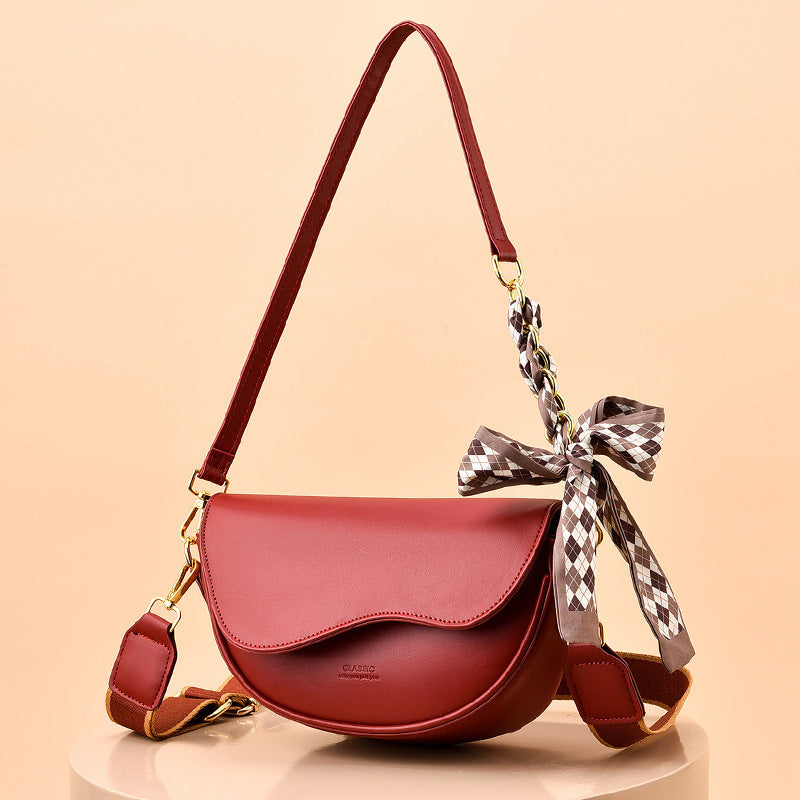 Elegant Women's Crossbody Bag with Bow Scarf
