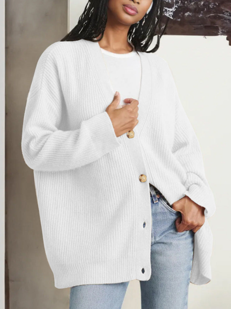 Elegant V-Neck Knit Cardigan - Cozy Autumn Essential