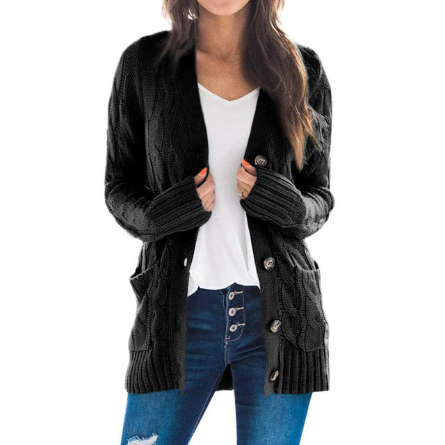 Chic Single Breasted Long Sleeve Wool Jacket