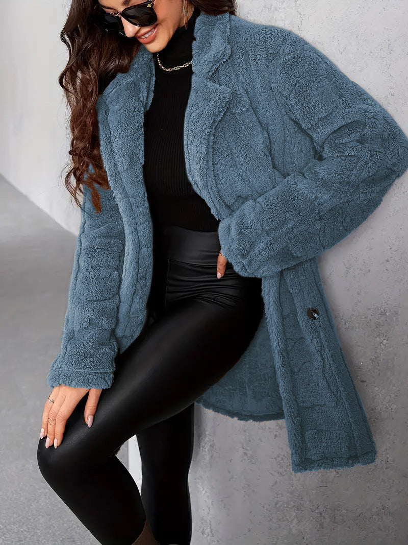 Chic Women's Fleece Winter Coat - Warm & Stylish