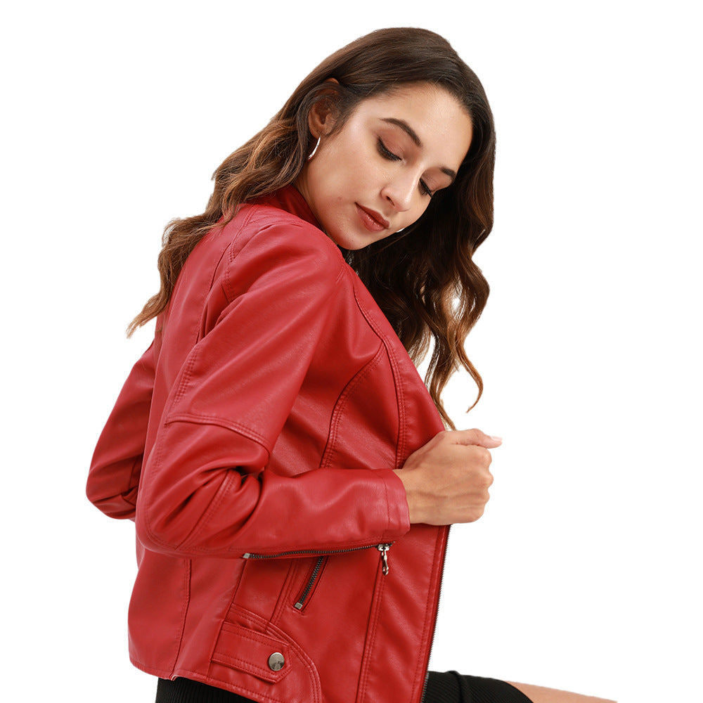 Women's Slim Fit Vegan Leather Jacket