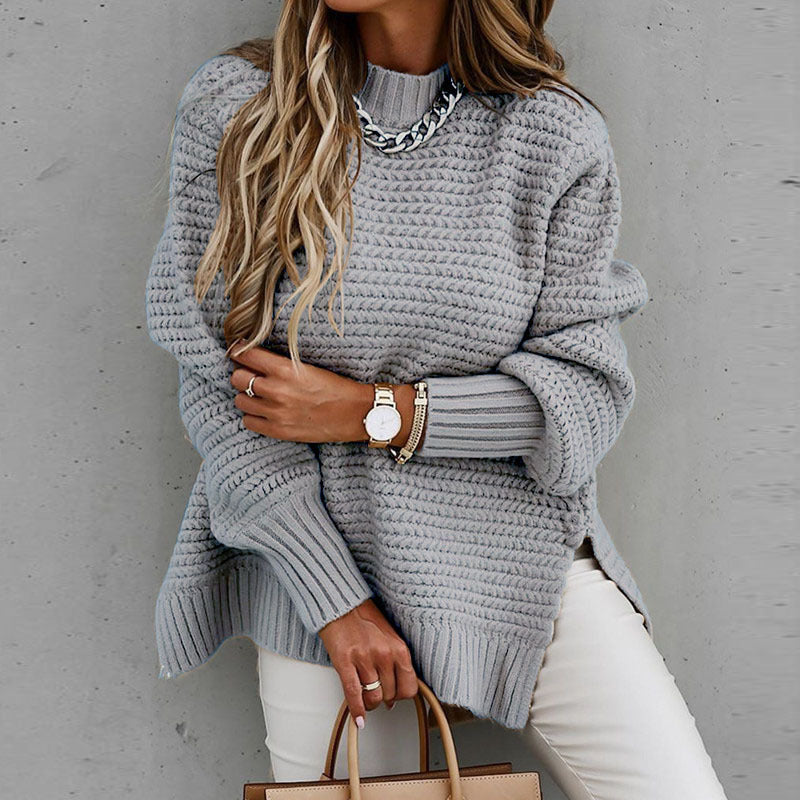 Chic Polo Collar Knitted Sweater for Women