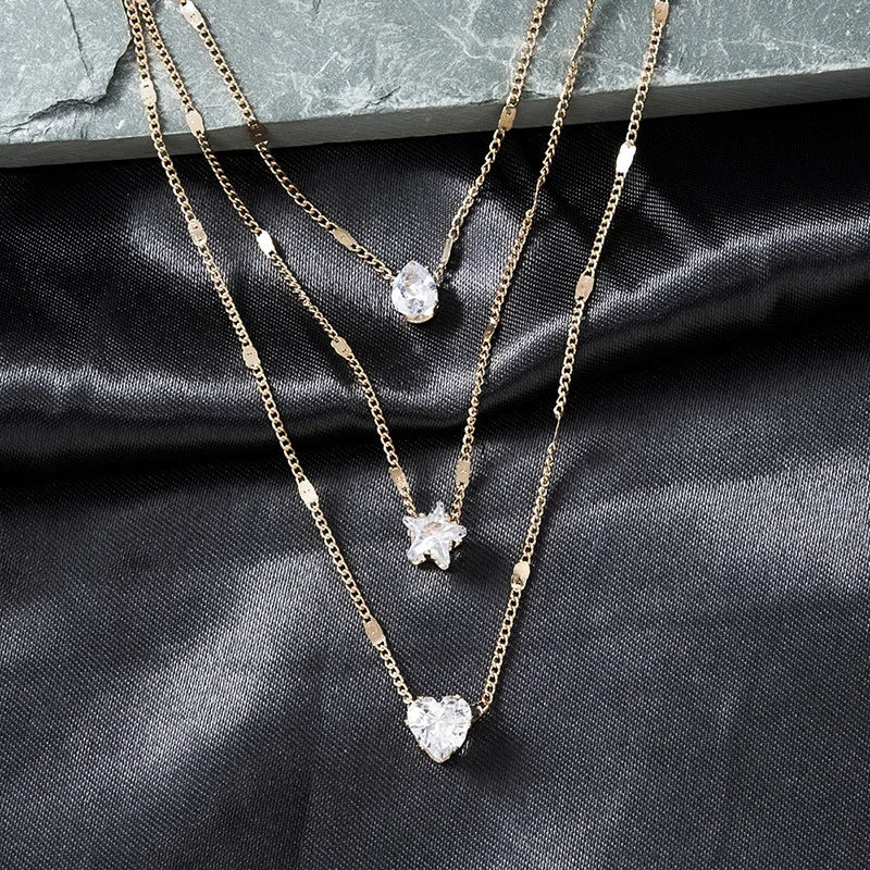 Vintage Crystal Love Heart Jewelry Set – 3 Pieces, Hypoallergenic