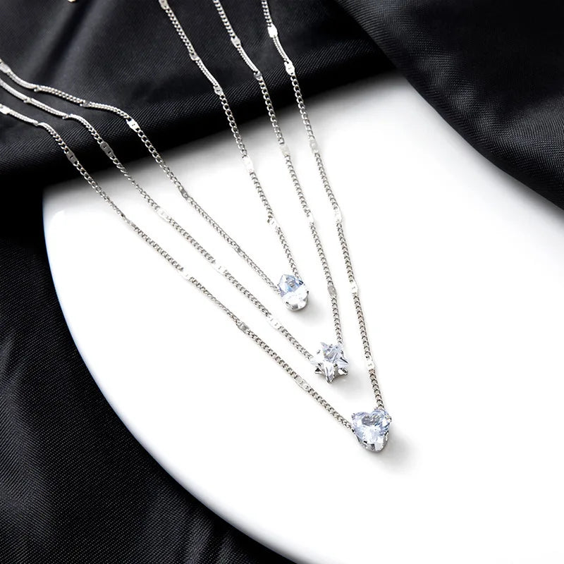 Vintage Crystal Love Heart Jewelry Set – 3 Pieces, Hypoallergenic