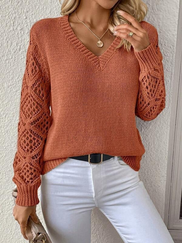 Elegant Women's V-Neck Knit Sweater
