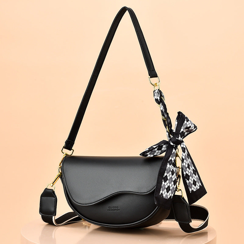 Elegant Women's Crossbody Bag with Bow Scarf