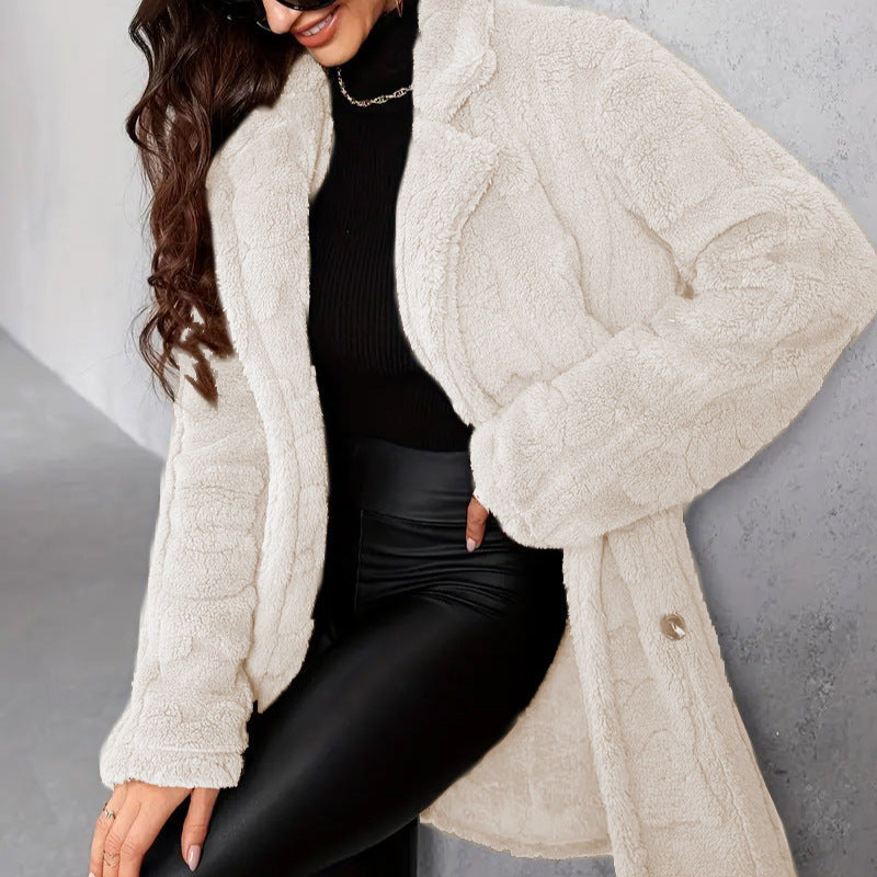 Chic Women's Fleece Winter Coat - Warm & Stylish