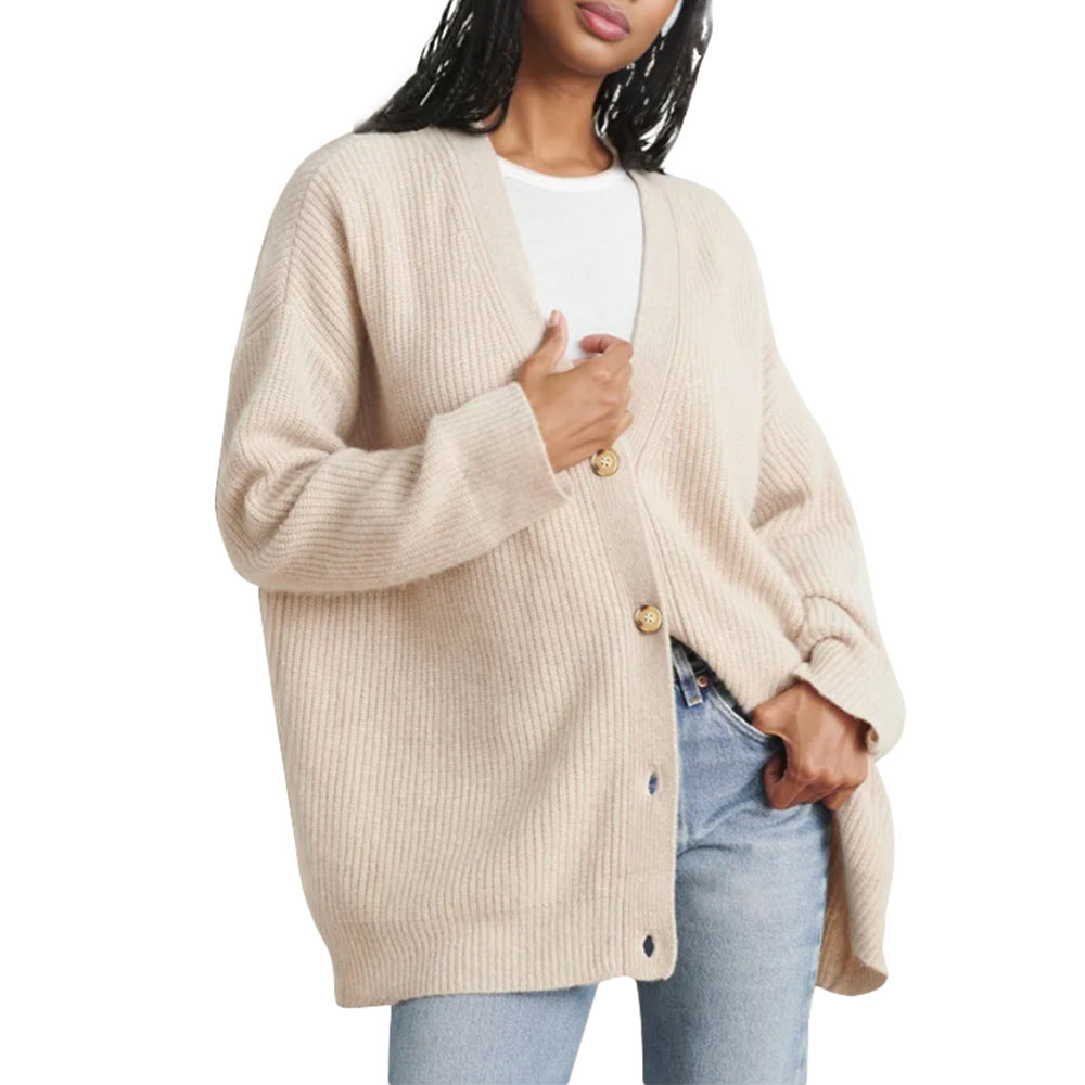 Elegant V-Neck Knit Cardigan - Cozy Autumn Essential