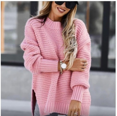 Chic Polo Collar Knitted Sweater for Women