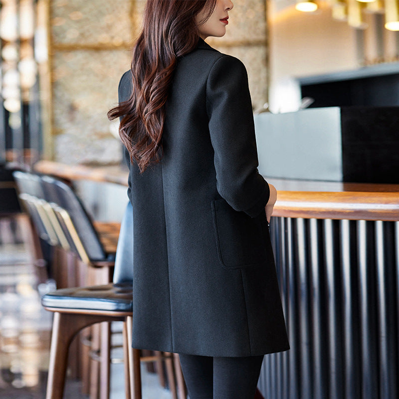 Wool Blend Double-Breasted Women's Coat