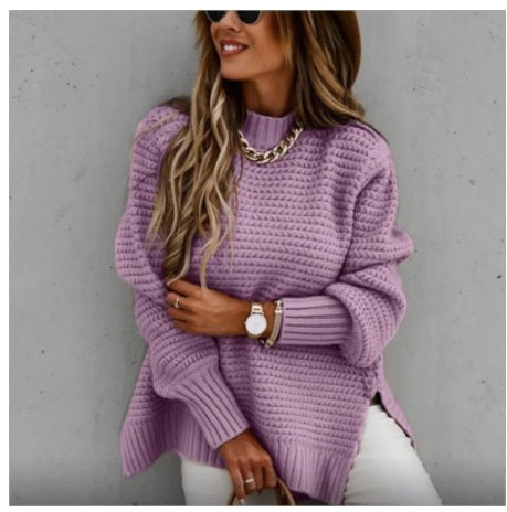 Chic Polo Collar Knitted Sweater for Women