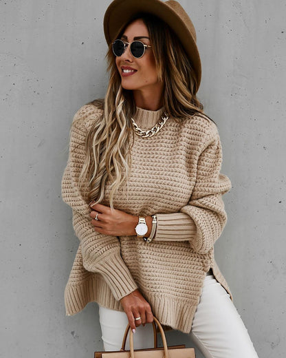 Chic Polo Collar Knitted Sweater for Women