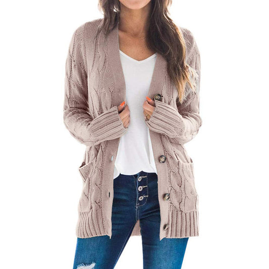 Chic Single Breasted Long Sleeve Wool Jacket