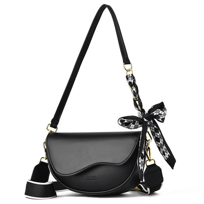 Elegant Women's Crossbody Bag with Bow Scarf