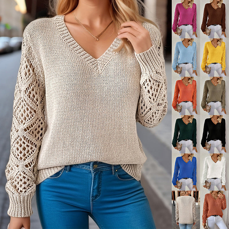 Elegant Women's V-Neck Knit Sweater