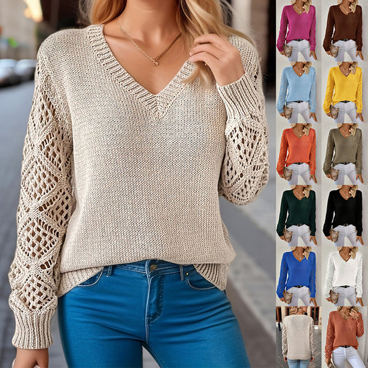 Elegant Women's V-Neck Knit Sweater