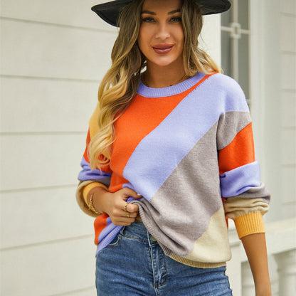Chic Color Block Women's Sweater