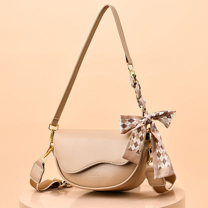 Elegant Women's Crossbody Bag with Bow Scarf