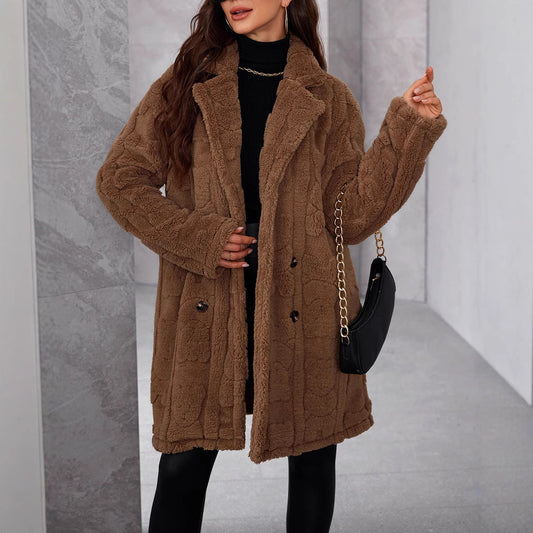 Chic Women's Fleece Winter Coat - Warm & Stylish