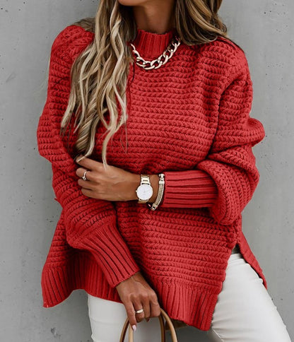 Chic Polo Collar Knitted Sweater for Women