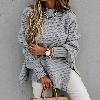 Chic Polo Collar Knitted Sweater for Women