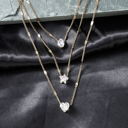 Vintage Crystal Love Heart Jewelry Set – 3 Pieces, Hypoallergenic