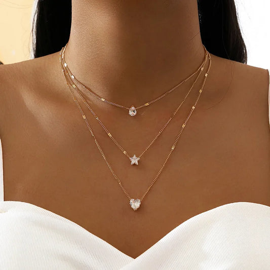 Vintage Crystal Love Heart Jewelry Set – 3 Pieces, Hypoallergenic