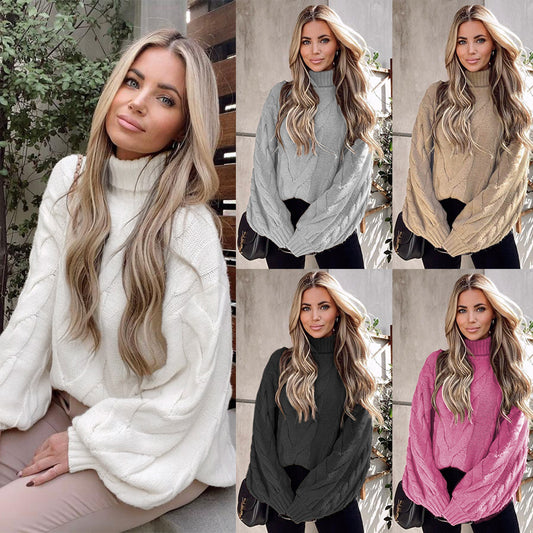 Elegant Knit Mock Neck Sweater for Women
