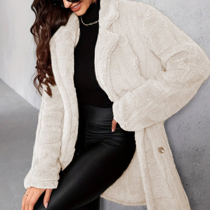 Chic Women's Fleece Winter Coat - Warm & Stylish