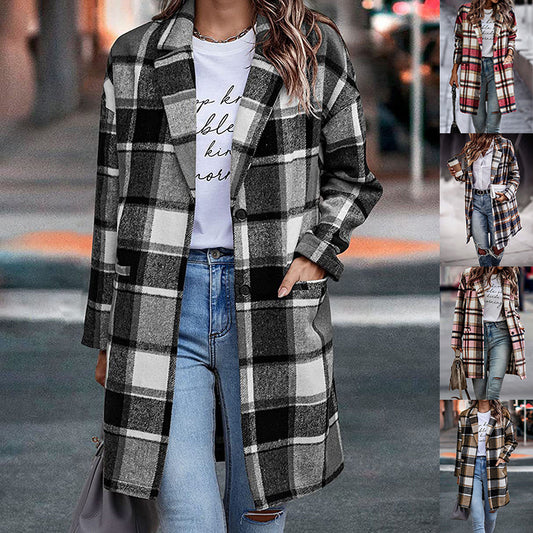 Chic Plaid Jacket Coat for Women